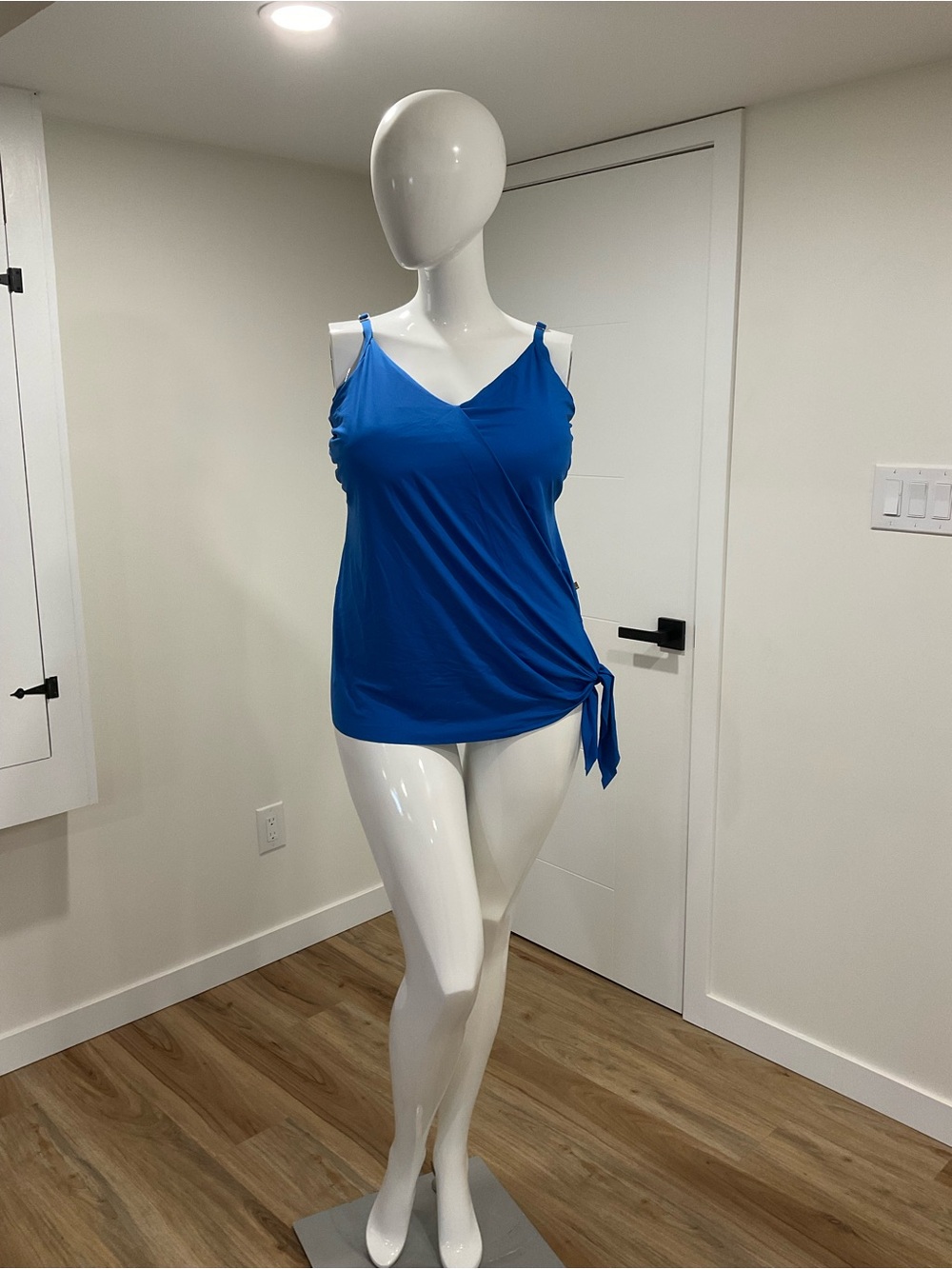 Aqua Royal Blue Side-Tie V-Neck Swimming top